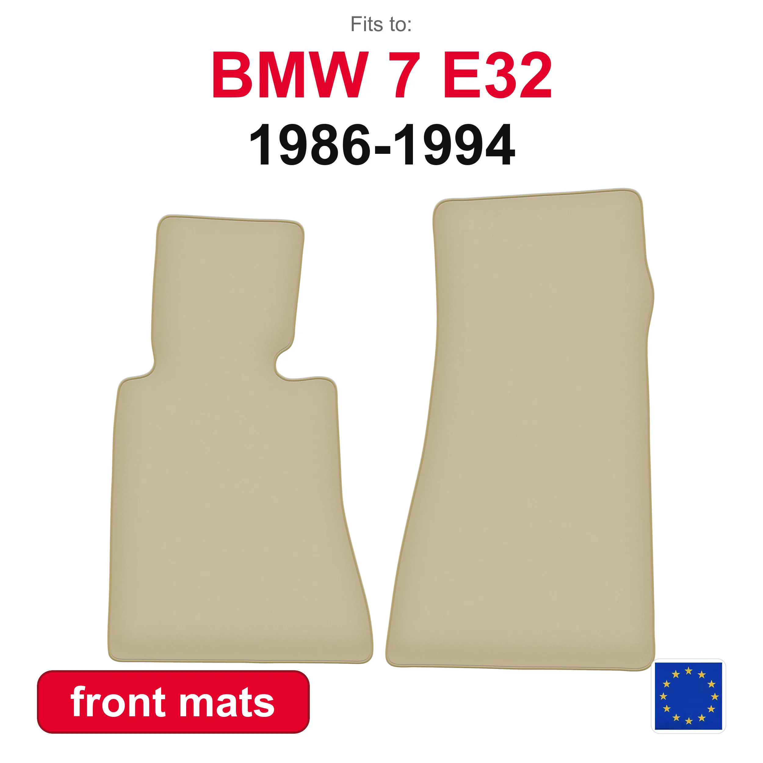 PREMIUM Auto-Fußmatten vorne für BMW 7 E32 Limousine (1986-1994) - Beige 2-teiliges Set Auto-Vorderfußmatten für Fahrzeugboden