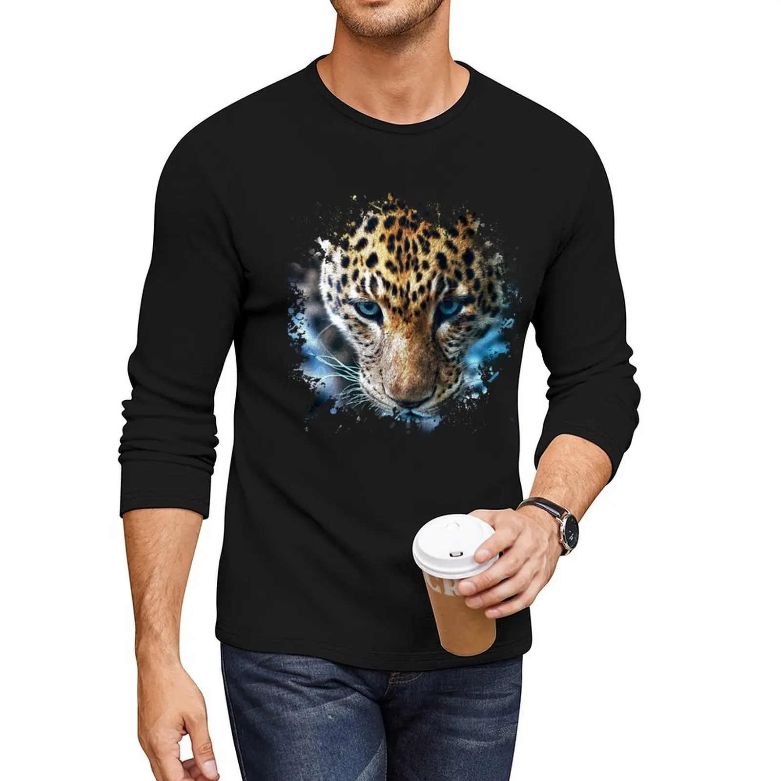 

Leopard Long T-Shirt oversized t shirt Oversized t-shirt korean fashion plus size tops t shirts for men cotton