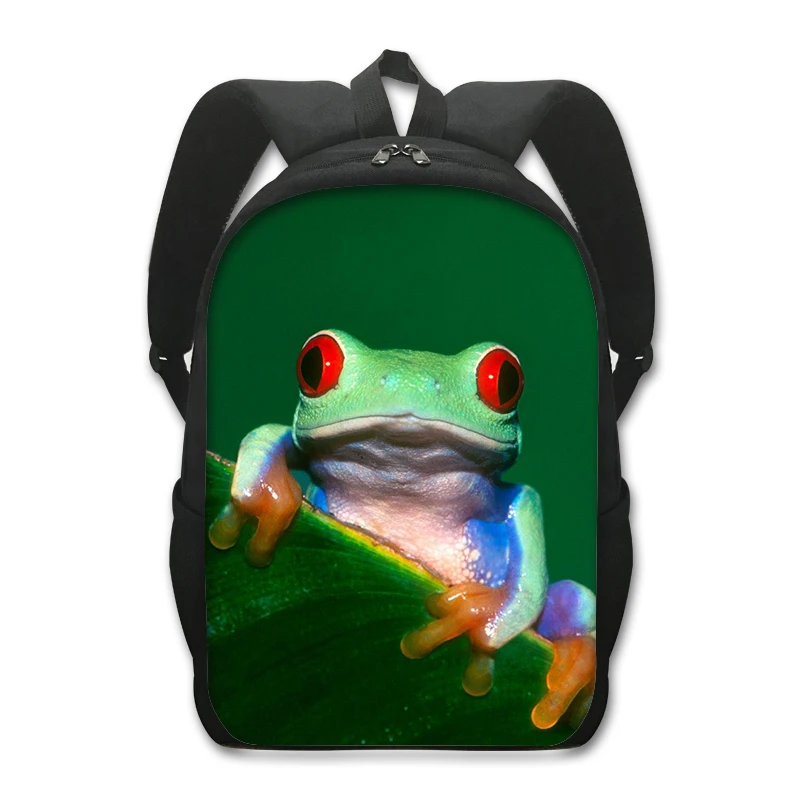 Reptiles Pet Frog Chameleon Snake Spider Print Backpack Women Men Shoulder Bags for Travel Children School Bags Kids Book Bag