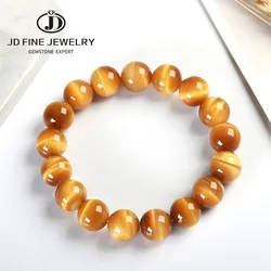 JD Natural Gold Color Tiger Eye Bead Buddha Bracelets Men Women Handmade String Minimalist Yoga Meditation Jewelry Energy Gift