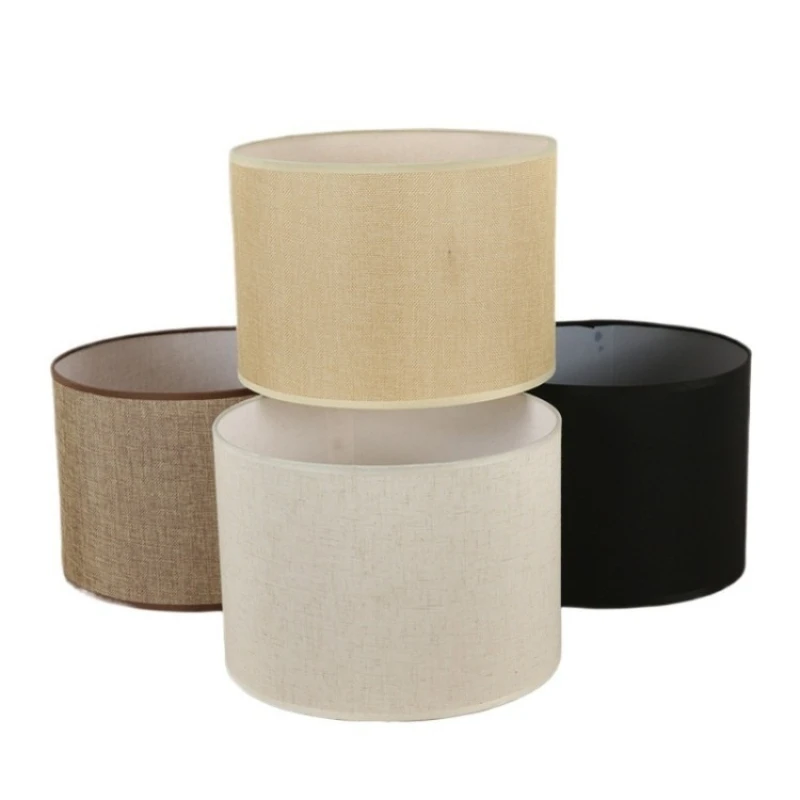 Table Lamp Lampshade Accessories E27 Cylindrical Linen Fabric Lampcover Floor Lamp Accessories