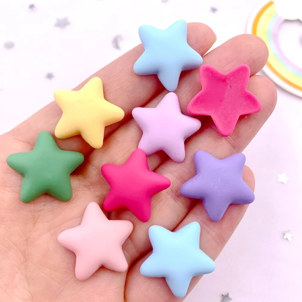 Resin 20mm  Colorful Cartoon Frosting Candy Color Star Gems Flatback Stone Figurine 20PCS Scrapbook DIY Hair  Accessories  Decor