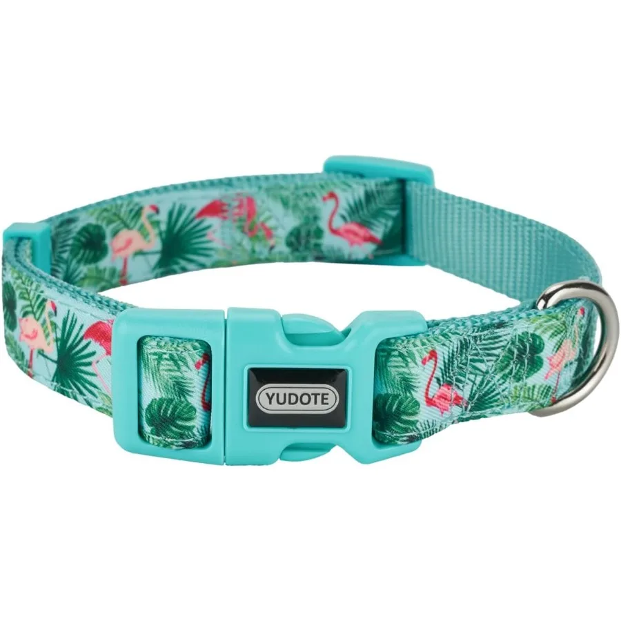 Collar de perro con patrón de flamenco, correas de nailon, cinta de poliéster Pl, 2 capas para perros pequeños, flamenco pequeño