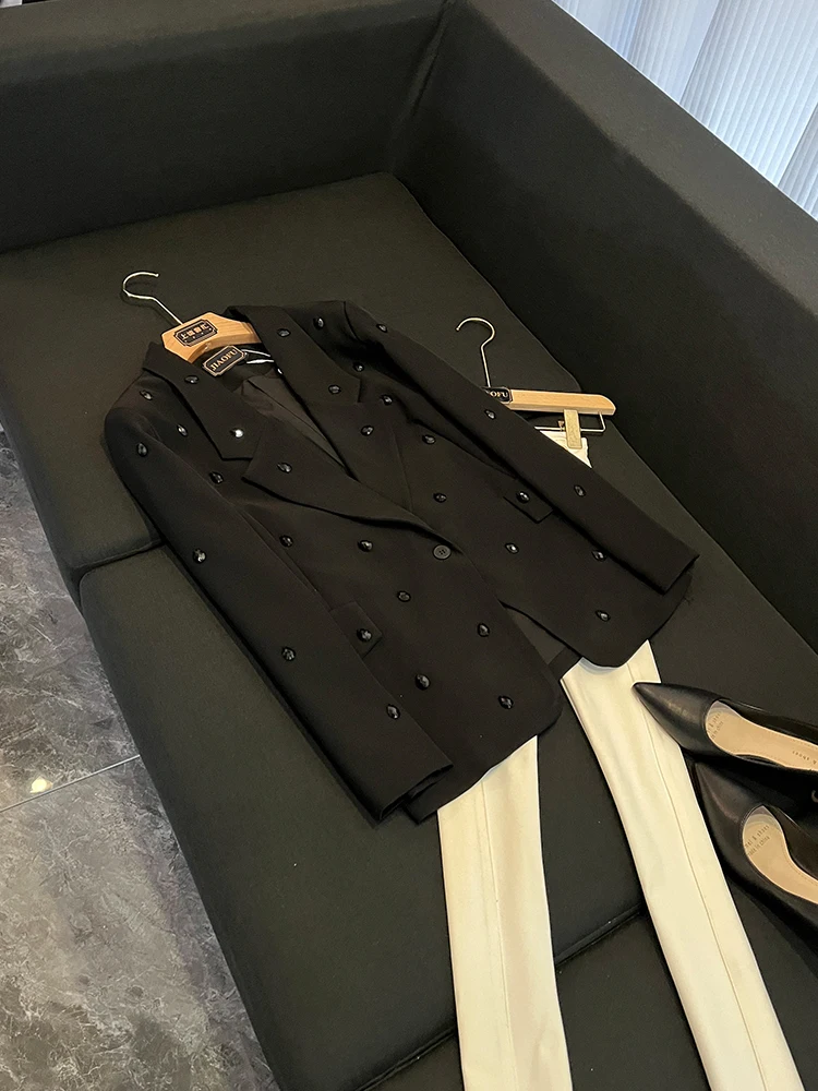 

Heavy Work Long Sve Single Button Patchwork Women's Suit Jaet Commute Sle Winter Collection Chinese Manufacturer