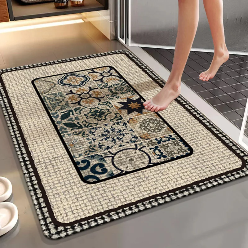 VIKAMA Bathroom Water-Absorbing Rug Bathroom Anti-Slip Siliceous Plaster Entrance Of The Bathroom Hallway Floor Mat Home Decor