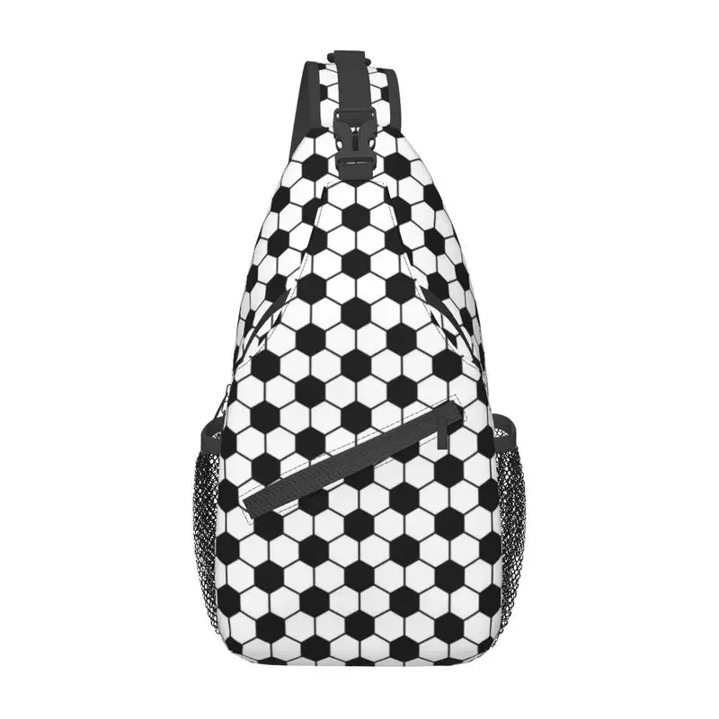 

Black White Football Sling Chest Crossbody Bag Men Casual Soccer Sport Pattern Shoulder Backpack for Travel Cycling