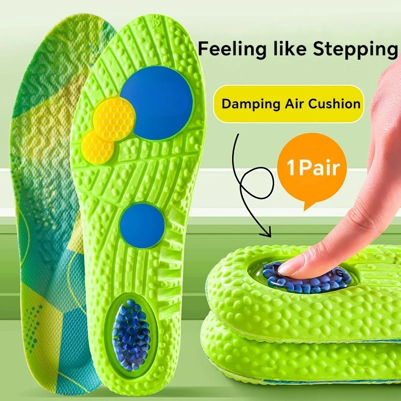 Sport Stoßdämpfung Einlegesohlen Grün Air Kissen Atmungsaktive Arch Support Orthopädische Schuhe Pad Männer Frauen Fußpflege Einlegesohlen