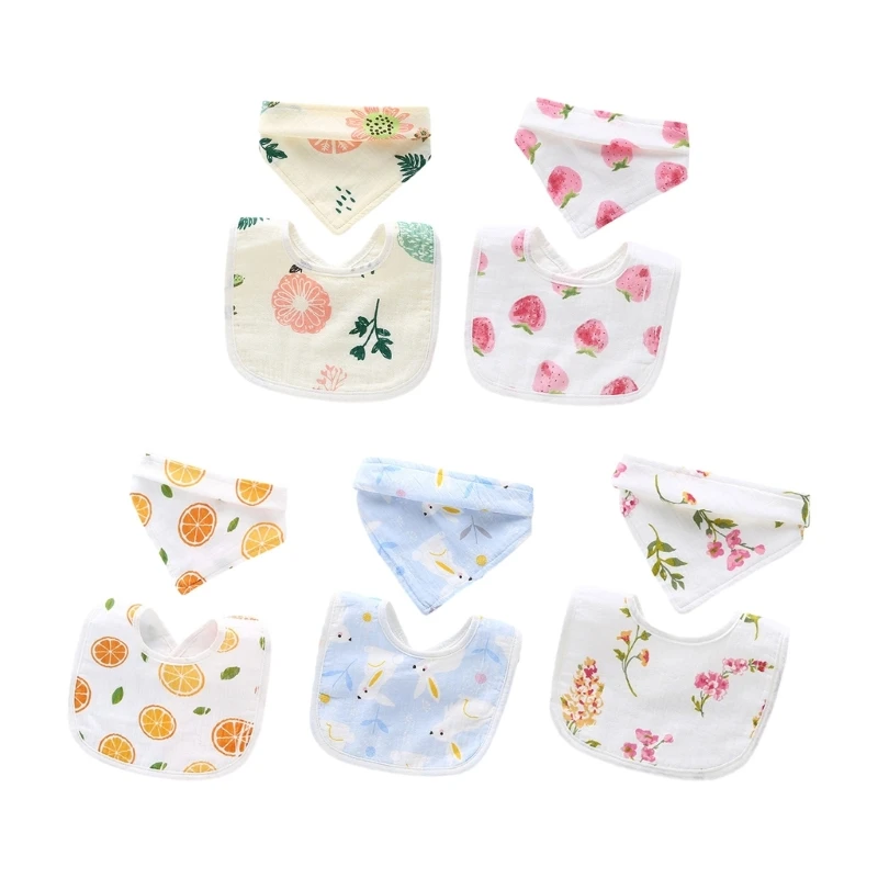 

2Pcs Cotton Bibs Newborn Toddler Adjustable Bibs Bandana Drool Bibs Baby Burp Cloth Absorbent Feeding Bibs Baby Product