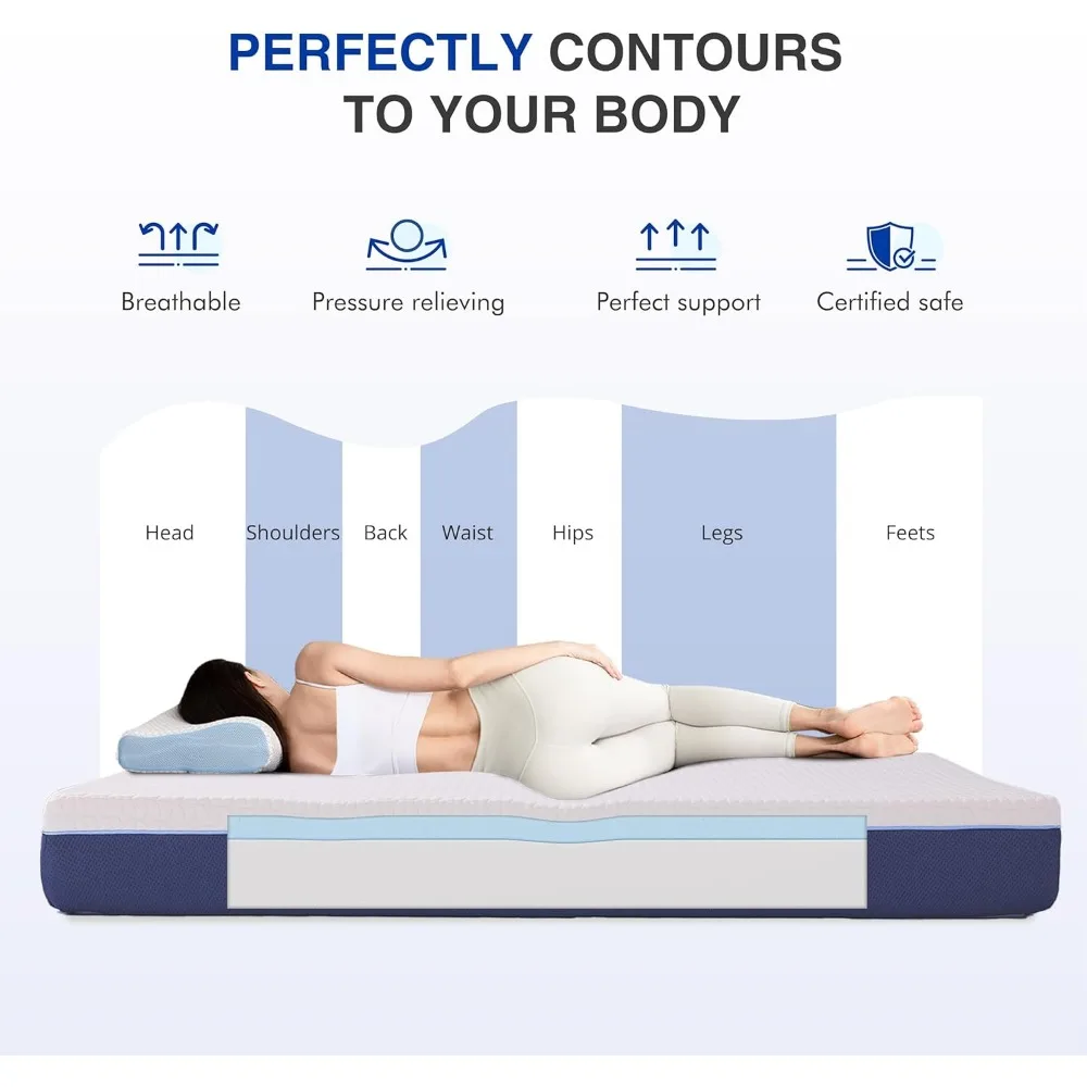 6 Inch Full Gel Cooling Memory Foam Mattress, Pressure Relief, Medium Firm Support，Mattress in a Box, CertiPUR-US Certified image 3