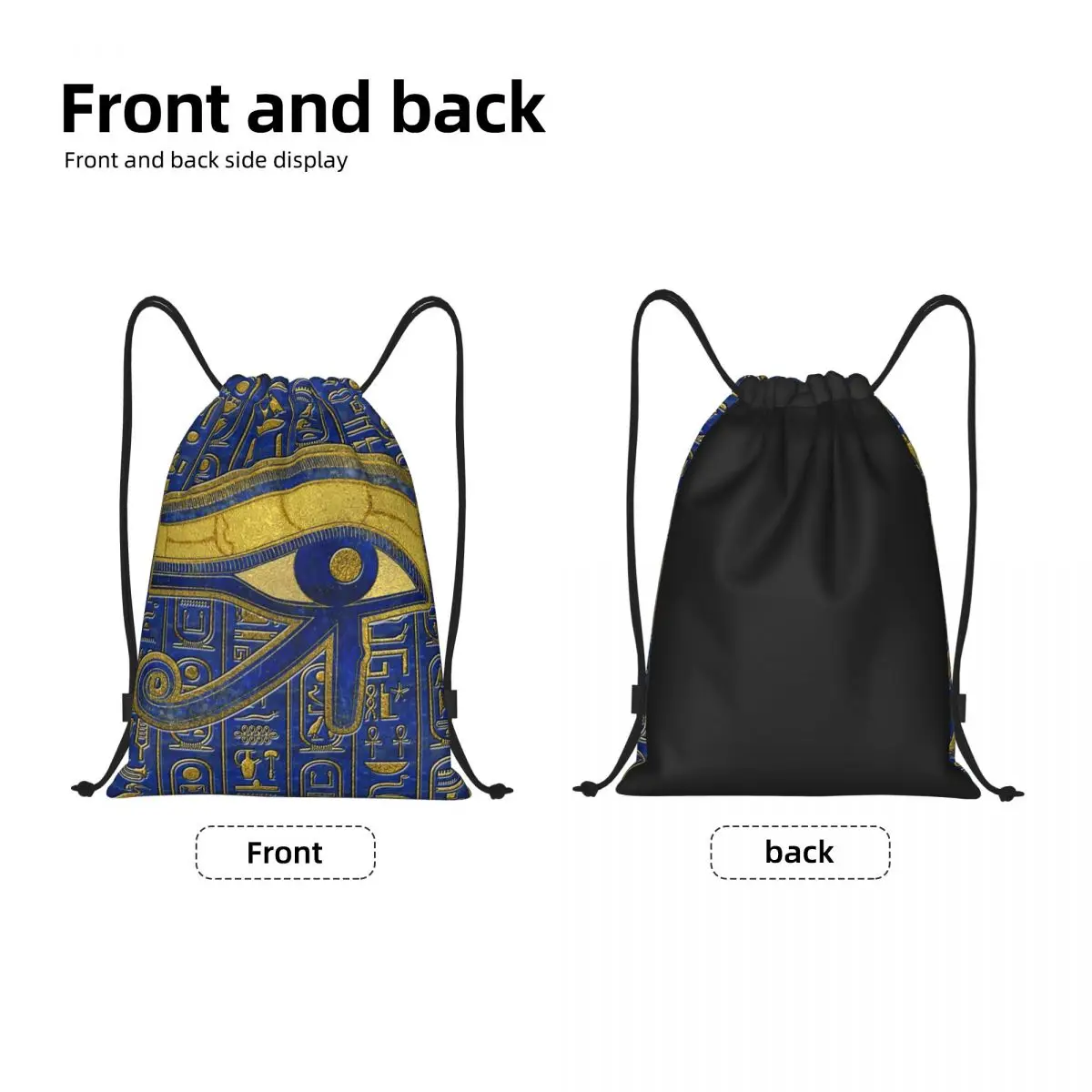 Gold Egyptian Eye Of Horus Drawstring Backpack Bags Lightweight Wadjet Lapis Lazuli Gym Sports Sackpack Sacks for Traveling