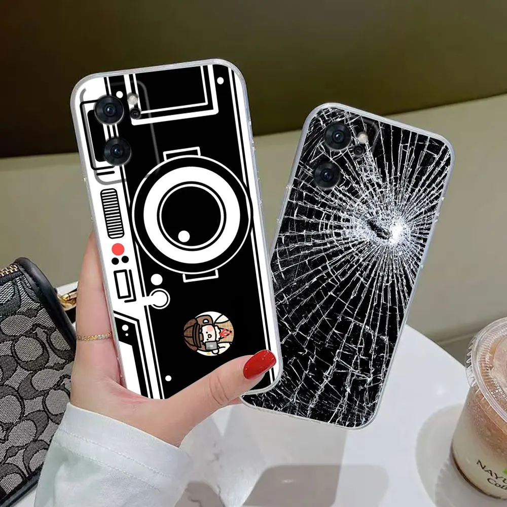 Clear Phone Case For OPPO RENO 10 9 8 8T 7 6Z 6 5 4 3 2Z PRO PLUS 4G 5G Case Funda Shell Old Camera Phone Tape Broken Screen