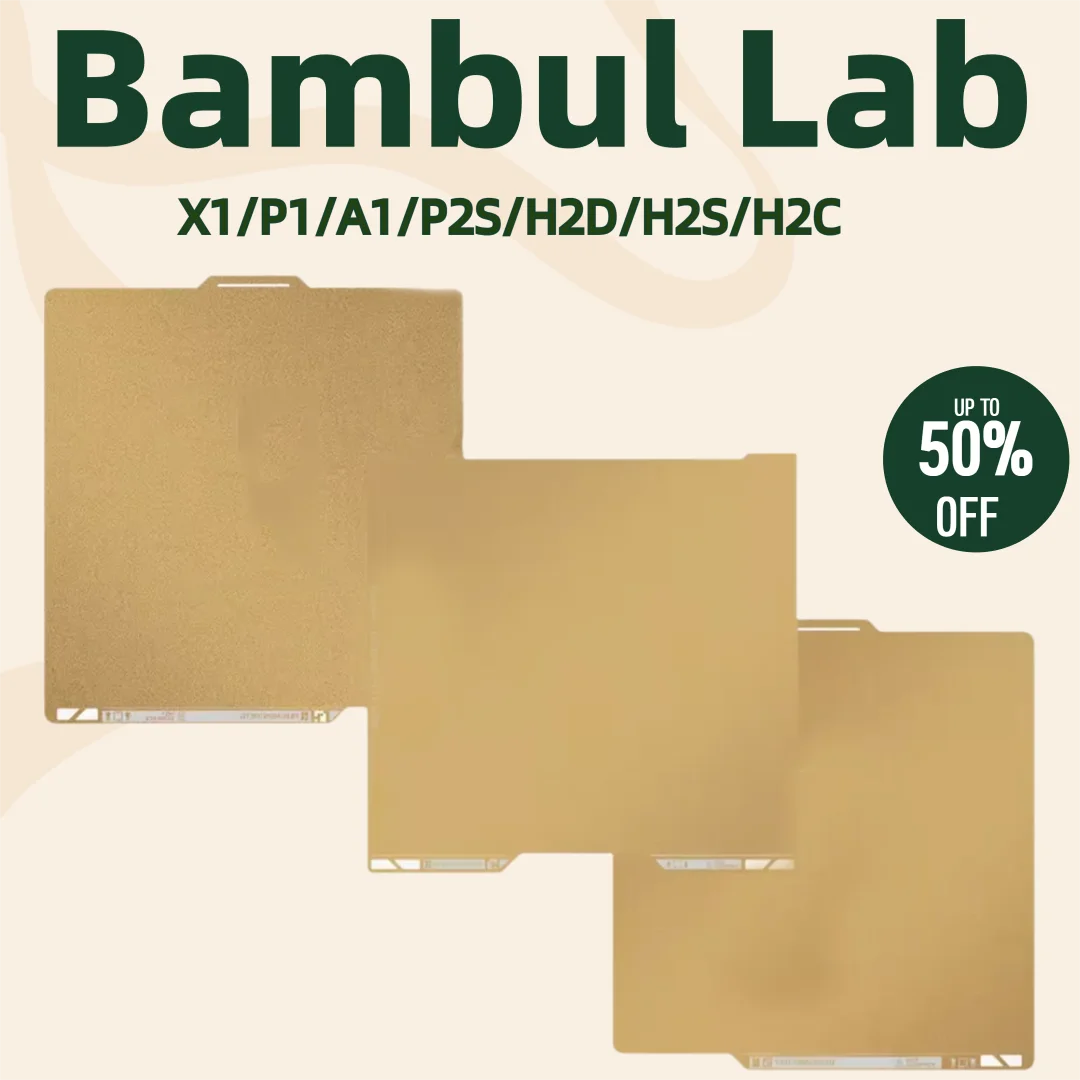 

Встроенная пластина Bambul Lab PEI для A1/X1/P1/P2s/H2d/H2s/H2c, двухсторонняя магнитная текстура PEI, лист пружинной стали, гибкая платформа