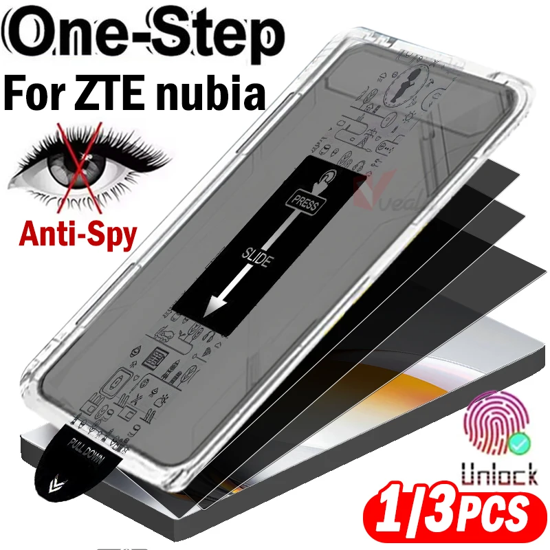 

1-3 шт., без пыли, простая установка, конфиденциальное закаленное стекло для ZTE nubia Z80, ультратонкая защитная крышка для разблокировки отпечатков пальцев