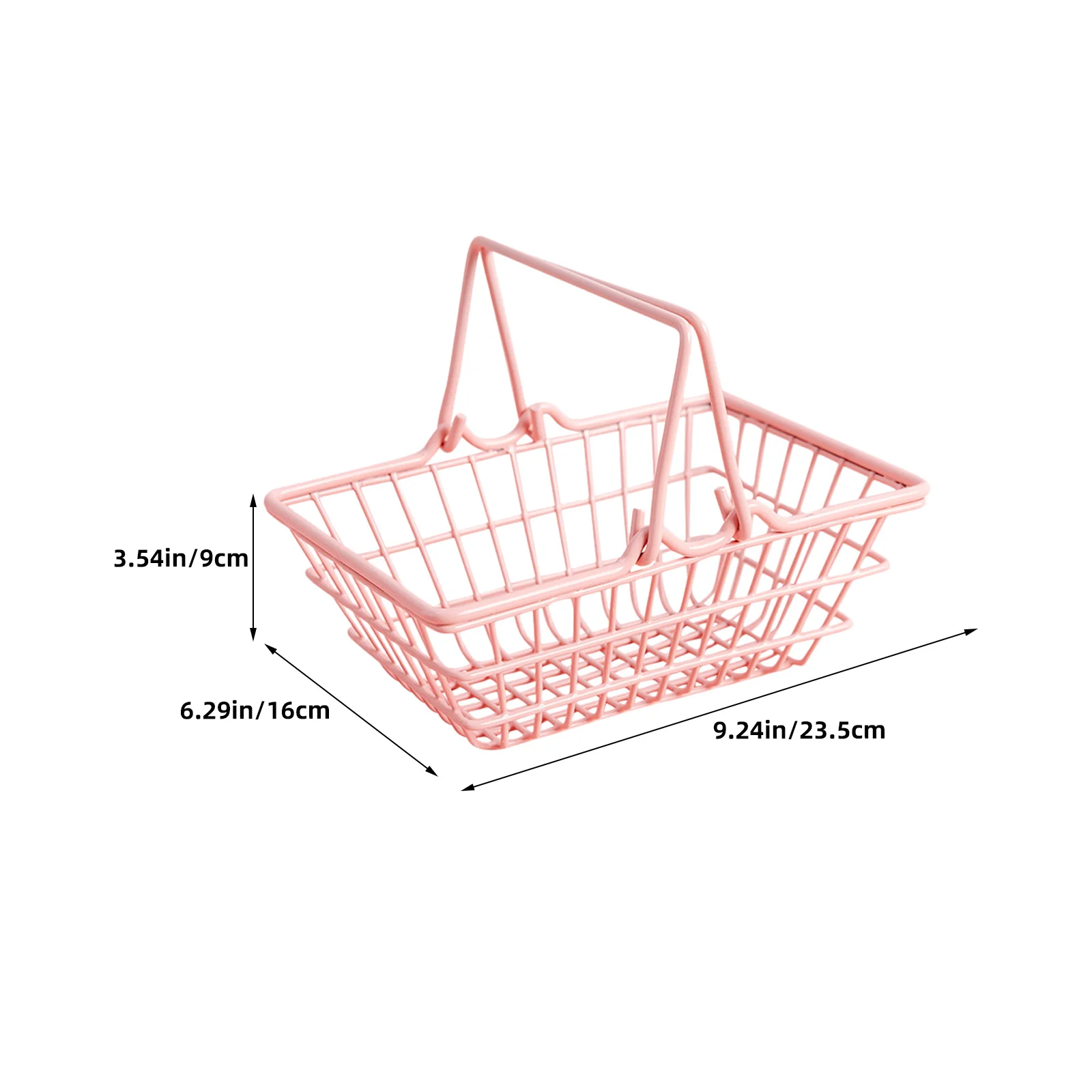 아이들을 위한 귀여운 미니 쇼핑 바구니 2개, 손잡이가 있는 작은 금속 식료품 바구니, 유아 놀이용 철제 수납함