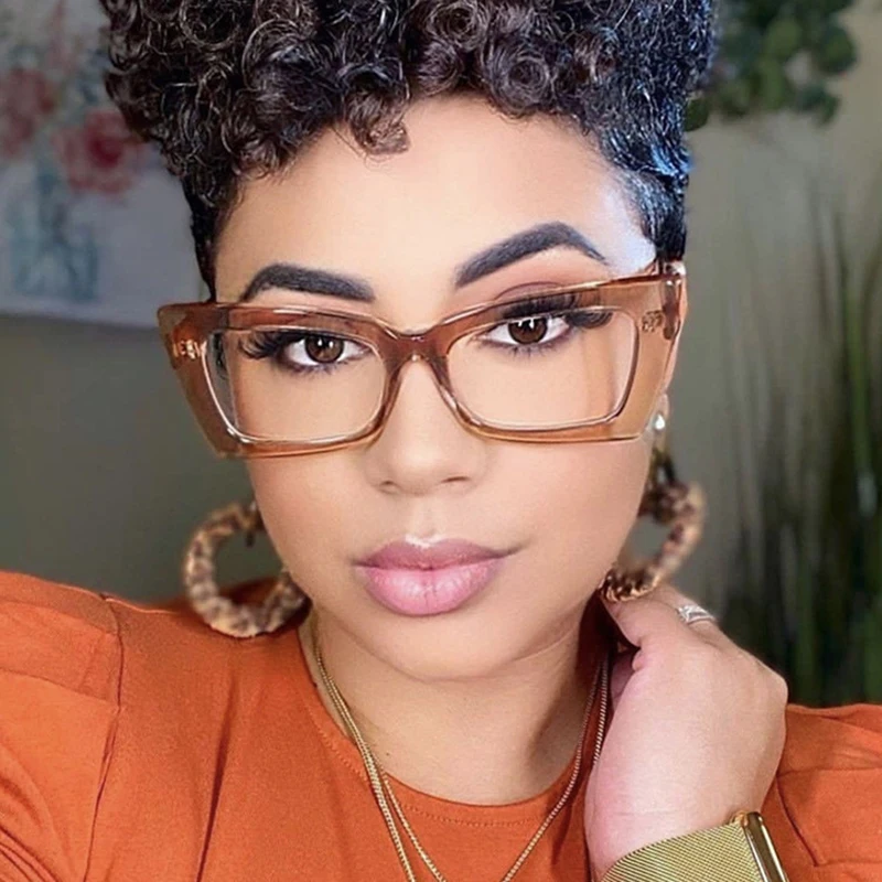 إطارات نظارات مربعة أنيقة للنساء والرجال، إطار نظارات مستطيل مضاد للضوء الأزرق، نظارات عين القطة للكمبيوتر البصري