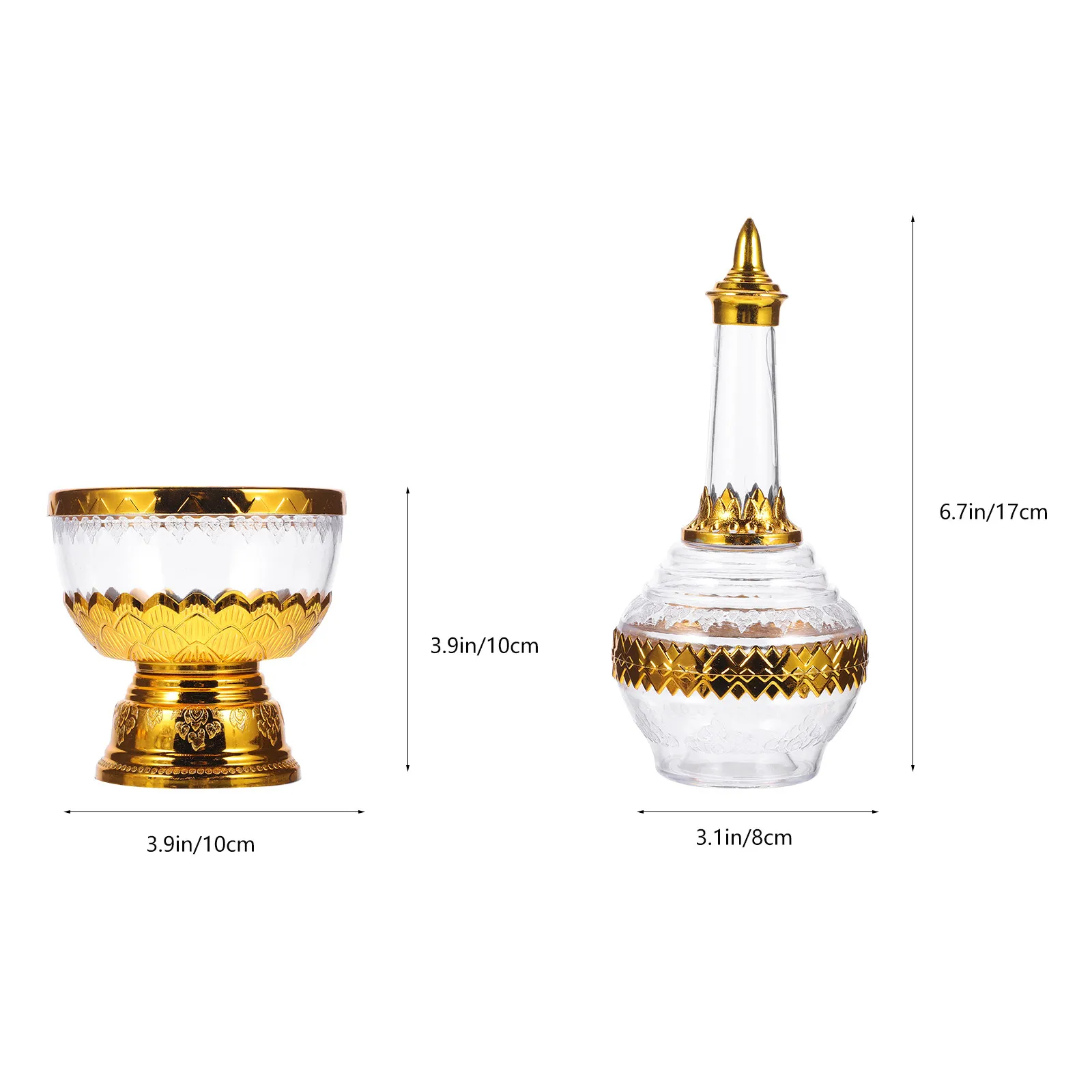 1Set Buddhism Offering Cup Premium Plastic Retro Style Water Bottle Sacrifice Cup Temple Worship Ritual Decorative Offering