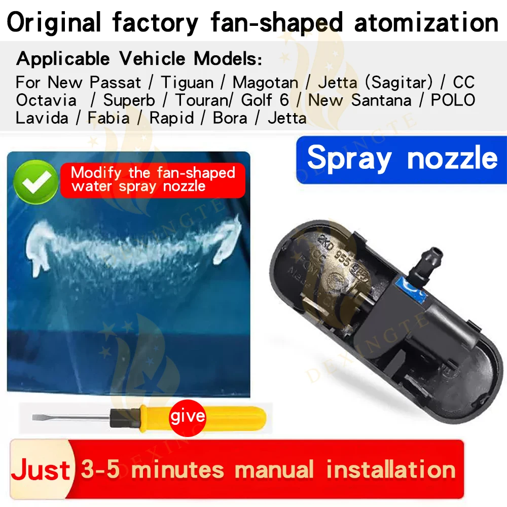 

Hood Glass Windshield Wiper Water Nozzle for Passat Tiguan Lingdu Magotan Sagitar Octavia CC Golf 6 Nozzle Car Accessory