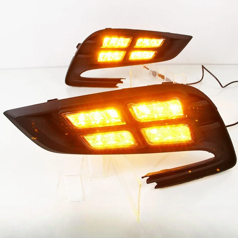 for Buick Encore 2017-2018 Car Daytime Running Lights Yellow Turn Signal Four-eye Front Fog Lamp Modification 12V Daylights