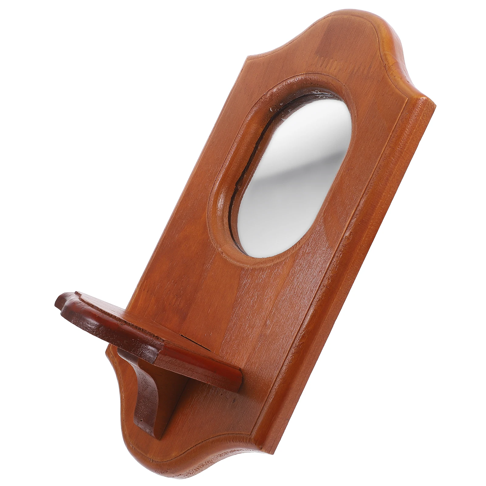 

Farmhouse Style Solid Wood Holder Wall Decor Mirror Design for Living Room Bedroom Office Decoration Wall-Mounted Wooden