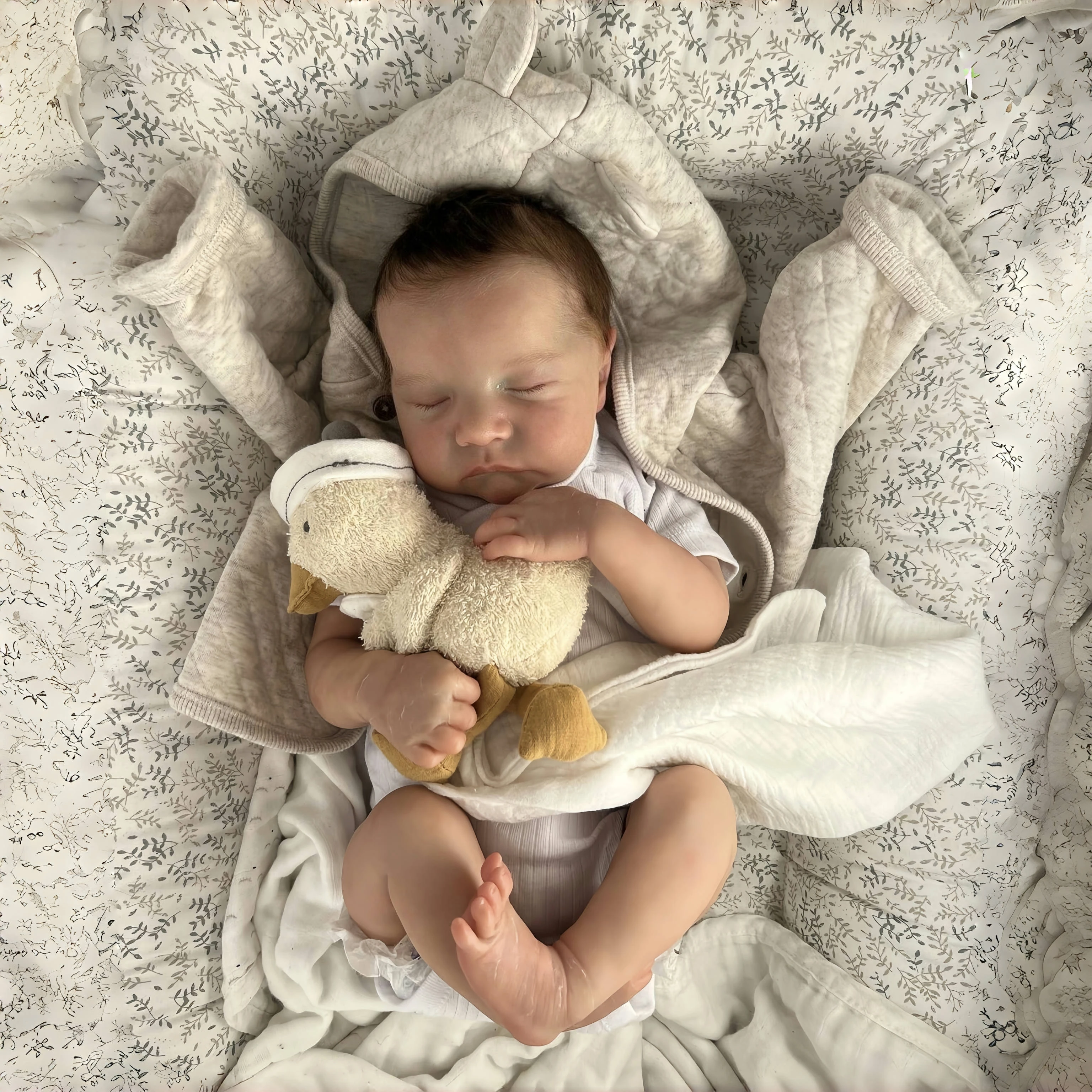 Cokela 50 cm Boneca Real bebê Reborn com Pele de Pintura 3D e Veias Visíveis Vinil Macio Realista Vivo Bebê Dormindo