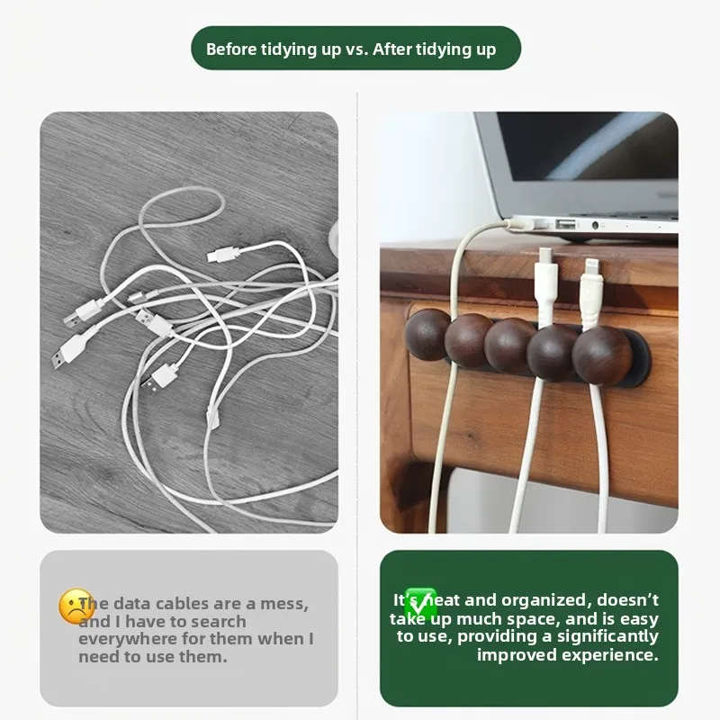 Universal Solid Wood Desktop Cable Organizer, Data Cable, Charging Cable, Headphone Cable, Storage Hub, Winding Accessories  Uni
