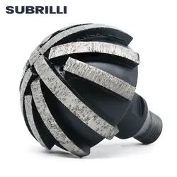 SUBRILLI Diamond Mill Bits Grinding wheel Segmented Ball Head D80mm with 1/2GAS Thread for Granite Quartz Concrete CNC Tool Wet