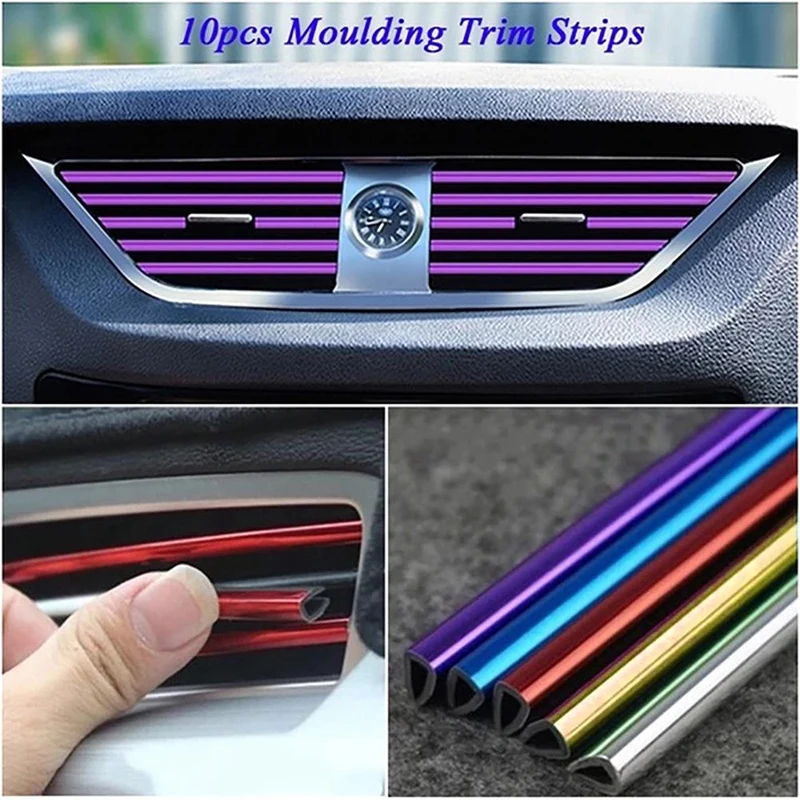 Car Interior Mouldings Decorative Strip Universal U-shaped Car Air Conditioner Outlet Decorative Soft Strip Accessories Styling