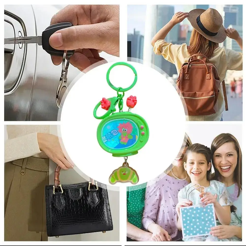 Cute Mini Cartoon Keychain Luminiferous Anti-loss Lighted Keyring Pendant TV-Shaped Plastic Lighted TV Keychain Children Kids