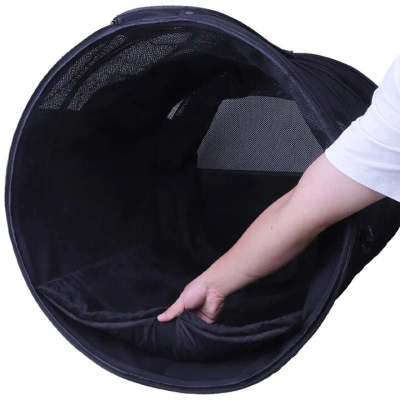 Car dog cage   kennel Dog  cage Go out Portable golden retriever Rear anti-dirty car kennel, black, round cage