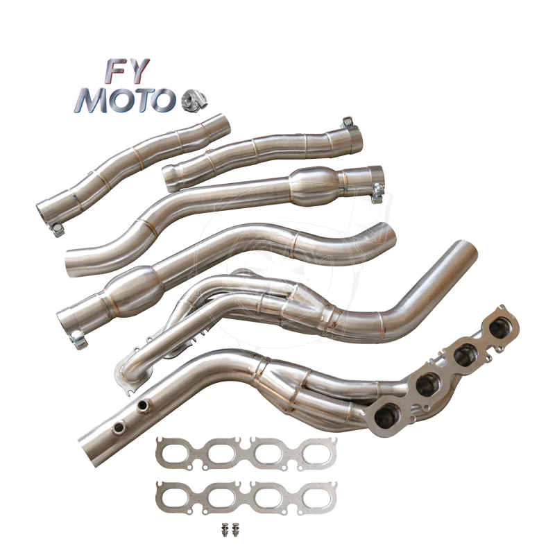 Exhaust Long Tube Header + Catted MidPipes for Mercedes Benz C63 W204 AMG 2008-2011