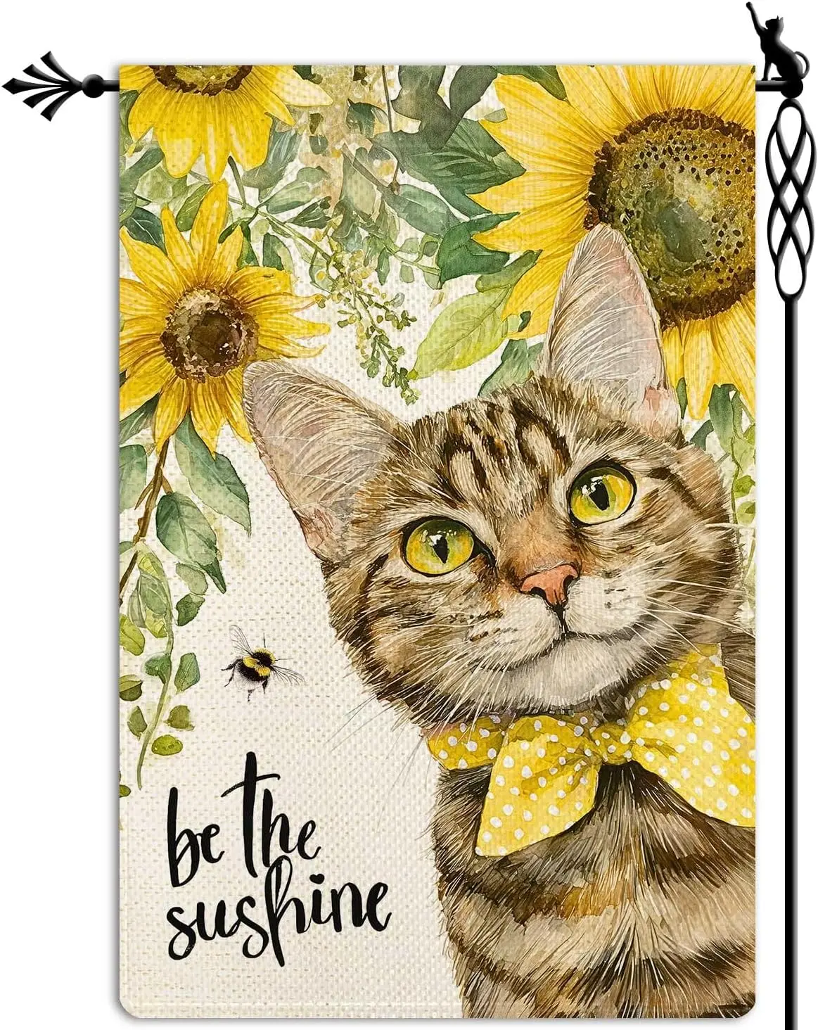 Be the Sunshine Garden Flag Cute Cat Garden Flag Kitty Vertical Double Sided Rustic Farmland Burlap Yard Lawn Outdoor Decor  kkz