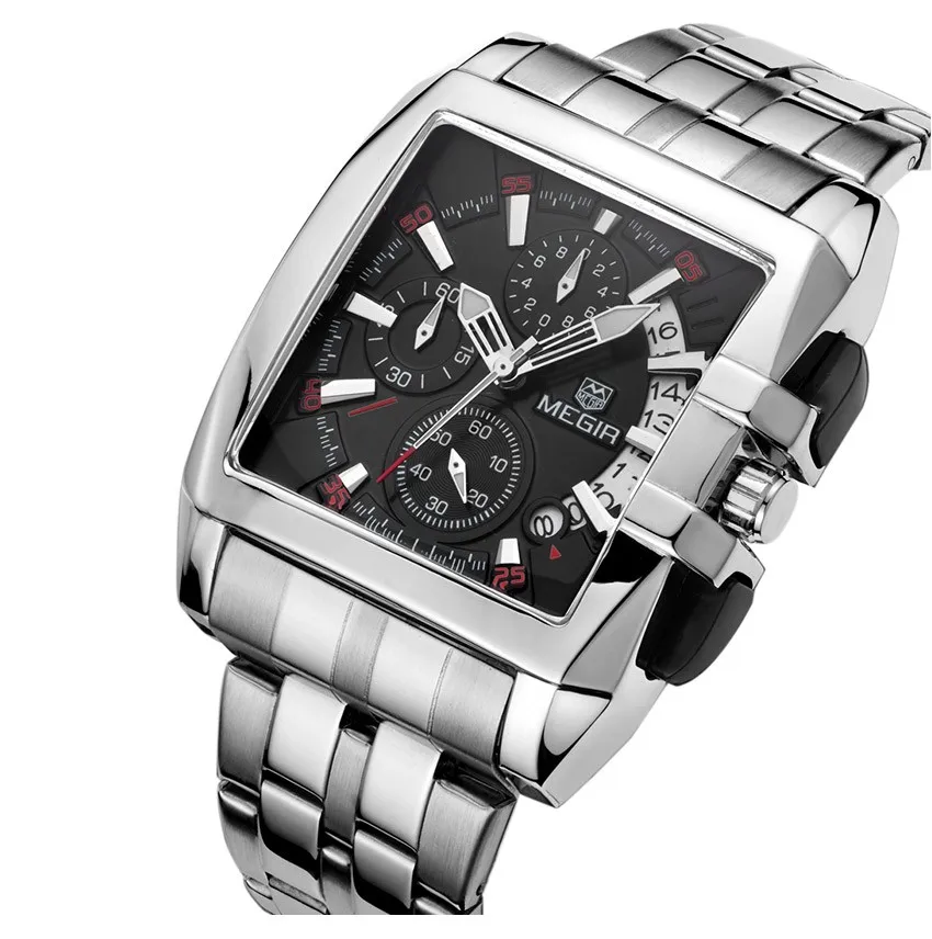 

Fashion Megir Mens Watches Top Brand Luxury Full Stainless Steel Quartz Watch Mensteel Date Waterproof Sport Relogio Masculino