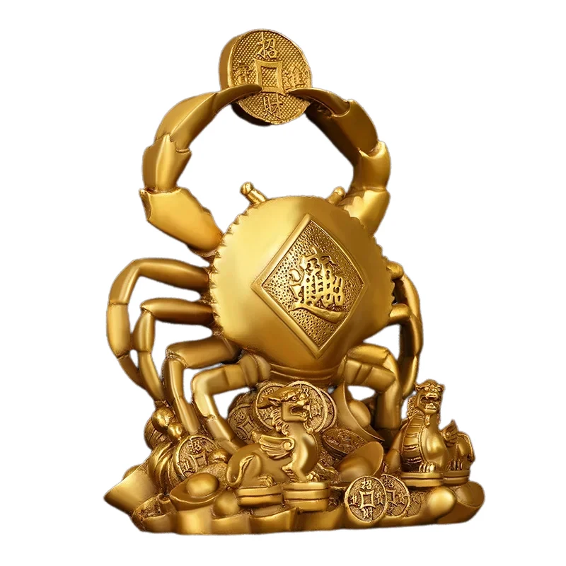 Copper Crab Crafts Eight Directions Treasure Cross Wealth Money Living Room Shop Office Desk Decoration