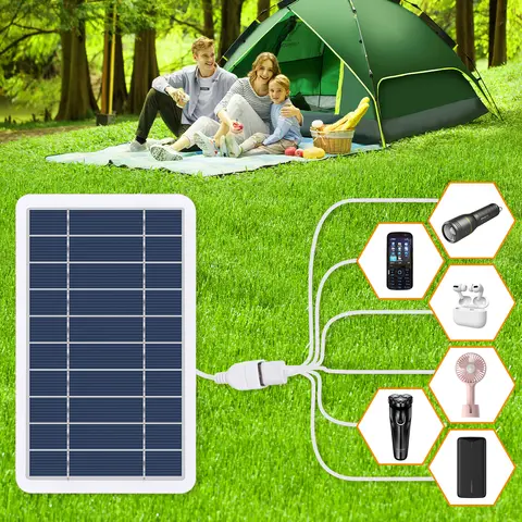 Pannello solare da 2 W con USB impermeabile per escursioni all'aperto e campeggio Batteria portatile Pannello di ricarica per banca di ricarica per telefono cellulare 5 V