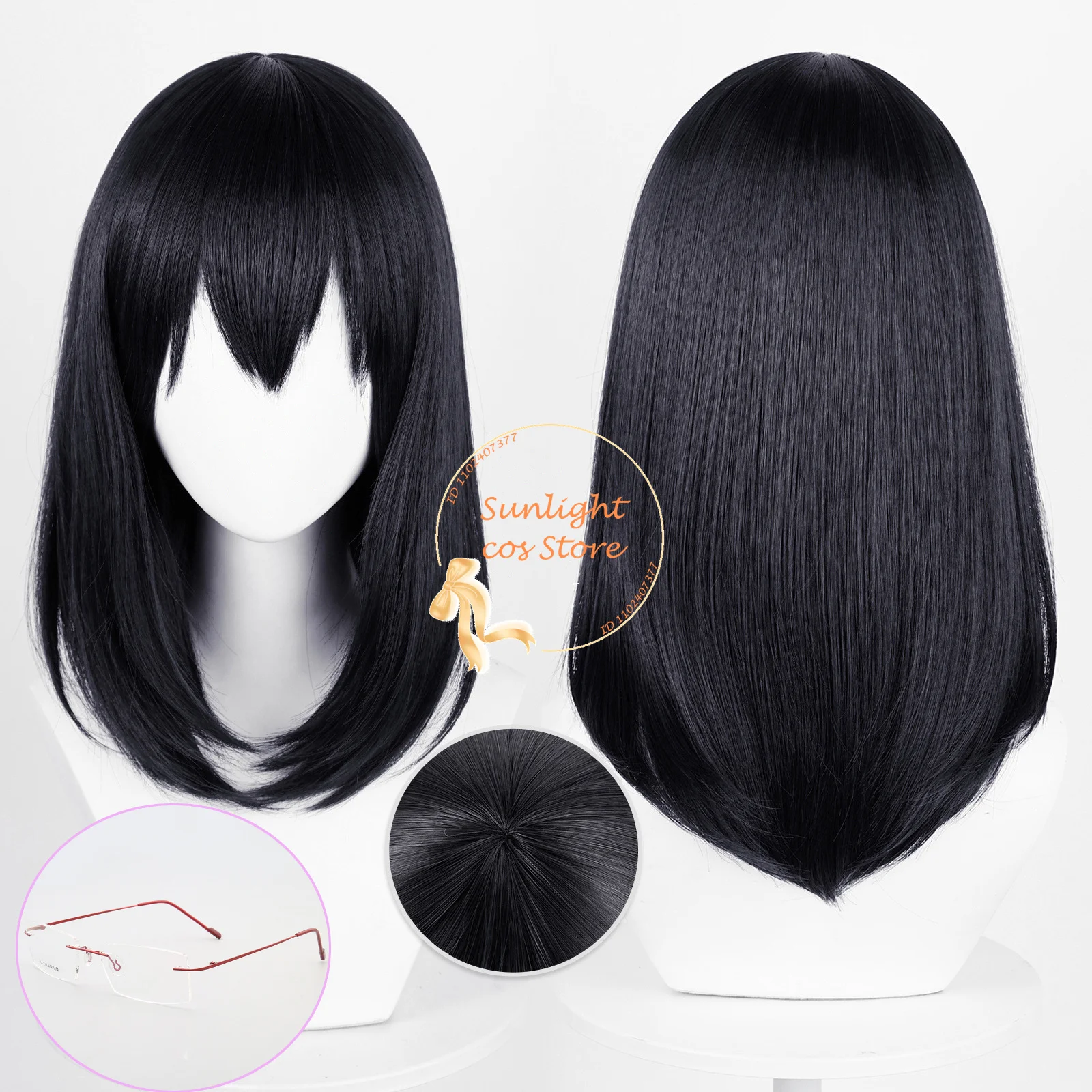 

Shimizu Kiyoko Cosplay Anime Wigs 46cm Blue Black Women Wig With Glasses Heat Resistant Synthetic Hair Halloween Wigs + Hairnet