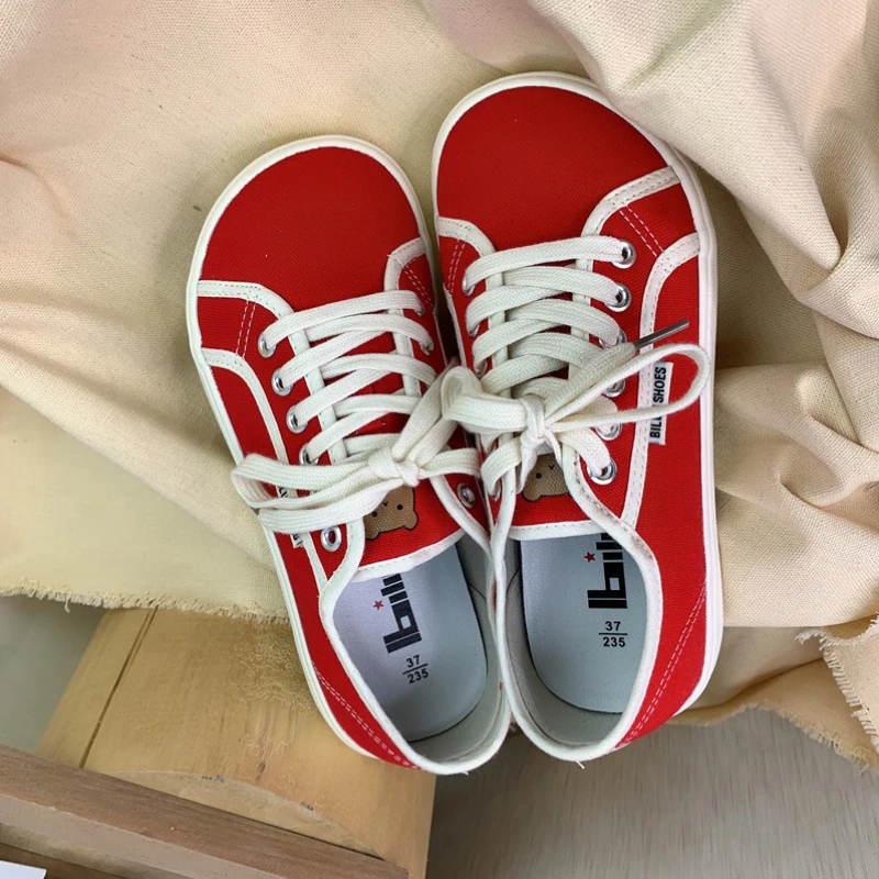 Zapatillas de deporte de lona con plataforma para Mujer, zapatos planos con cordones, Tenis planos, informales, de verano