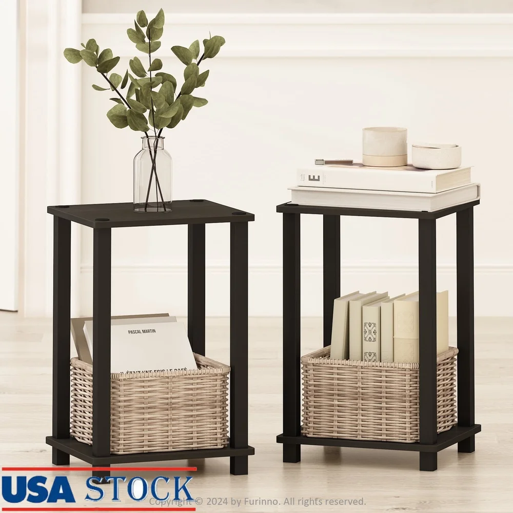 

Compact Nightstand Set of 2 Bedside Table Espresso Black Storage Minimalist Design Durable Composite Wood Ideal Small Spaces