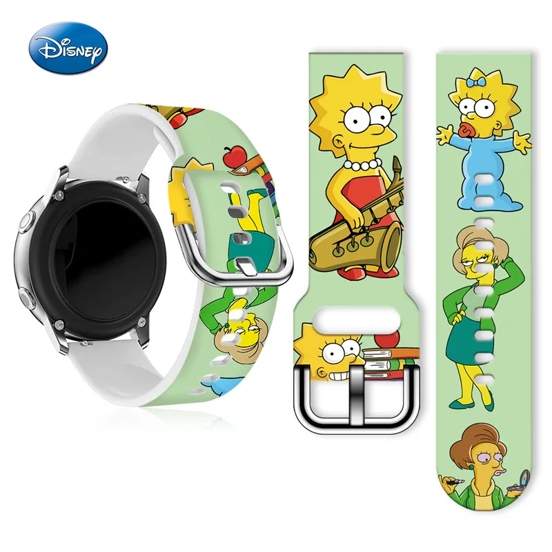 Disney The Simpsons Printed Silicone Strap For Xiaomi OPPO Jiaming Samsung Huawei GT Watch Band 20MM 22MM Cartoon Accessories