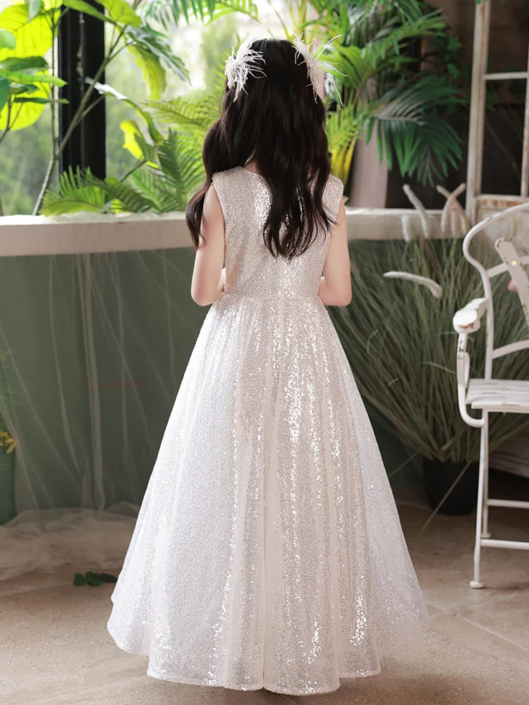 YZYmanualroom Girls Glitter Length Junior Bridesmaid Dress Girls Pageant Concert Dress Dinner dress/can be customized