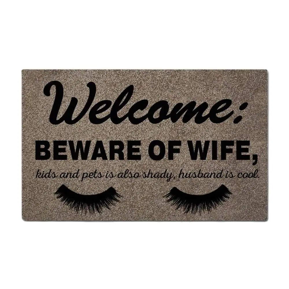 

Welcome Beware of Wife Kids and Pets are Also Shady Husband is Cool Funny Doormat Rug Outdoor Door Mat Front Floor Home Decor