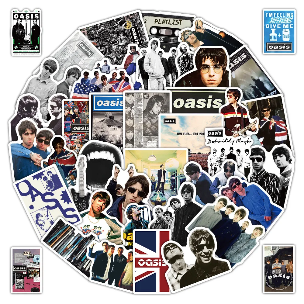 53/54 Stück Oasis Band-Aufkleber für Musikliebhaber & Gitarrenkoffer-Dekoration Giajar Sticker Store – Detail 5