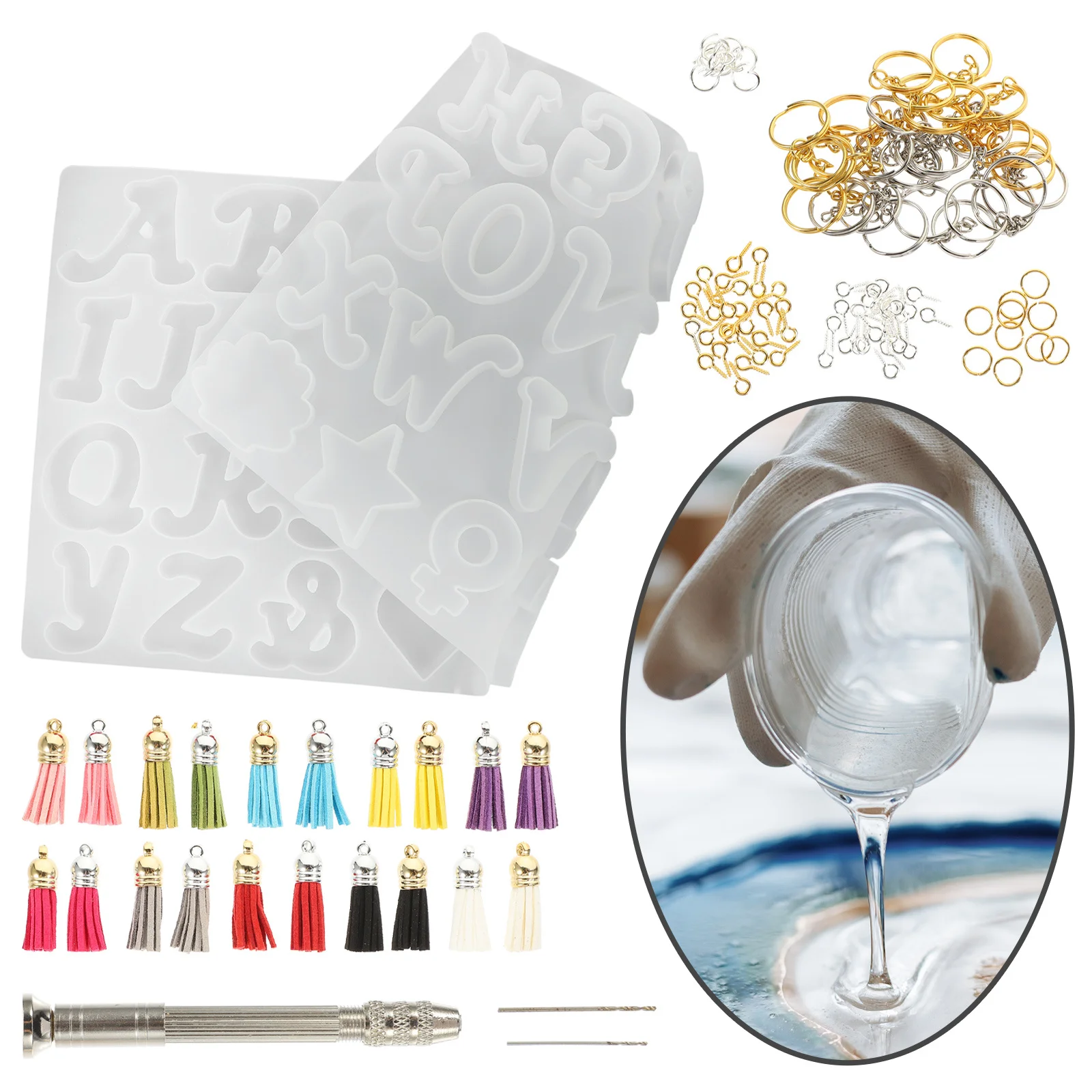 1 مجموعة 1 مجموعة الأبجدية قالب من السيليكون Diy المفاتيح قلادة الحرفية كيت مجوهرات من مادة الراتنج صنع رسائل أقراط إكسسوارات جذابة #1