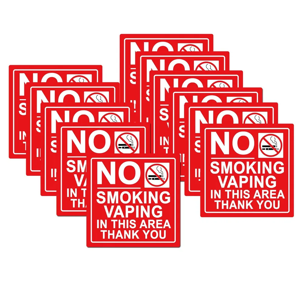 No Smoking Signs for Business 4 Inch No Smoking Vaping Labels Waterproof No Smoke Vinyl Decals for Indoor Outdoor Use 12Pcs