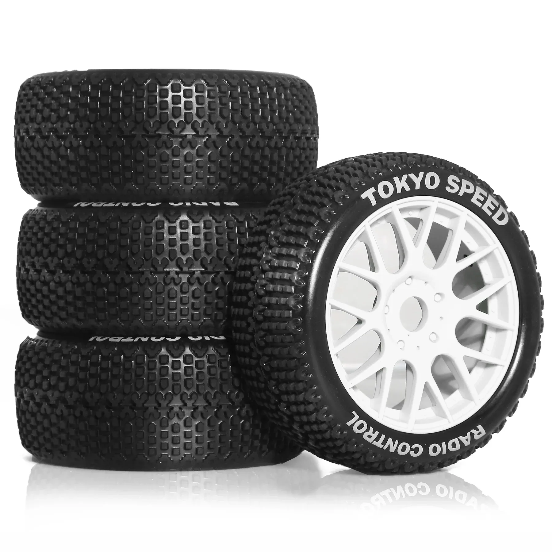 4pcs 1/8 RC Off-Road Buggy Tires Y-shaped plastic Wheels 17mm Hex 110mm OD for 1/8 RC Buggy Arrma Typhon 3S 6S HSP HPI Redcat