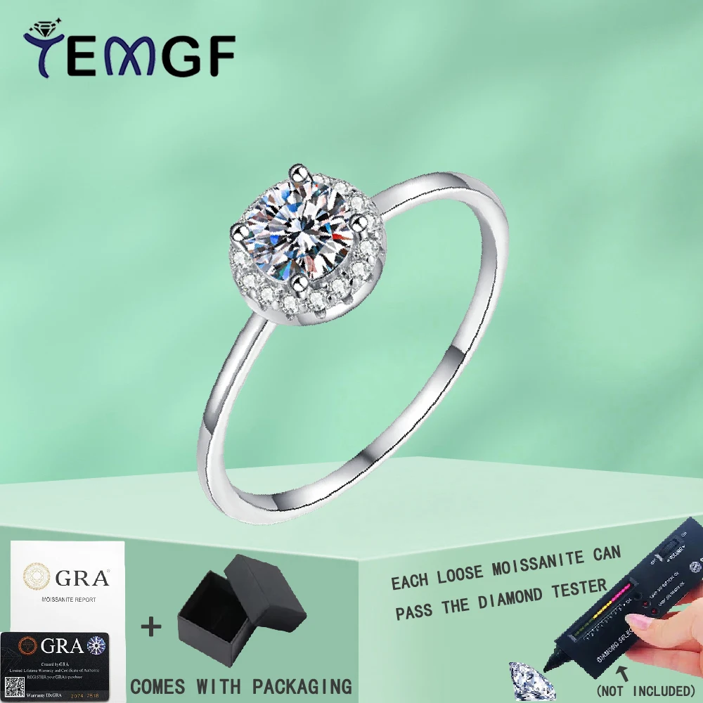 

Кольцо из стерлингового серебра TEMGF S925, классическое обручальное кольцо с муассанитом/цирконом для женщин, ювелирные изделия, подарки на день рождения для свидания, годовщины