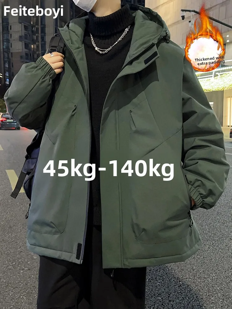 

Trendy Cotton Jaet Men's Winter Thiened Warm Casual Loose Large Size Hooded Cotton Clothes Polyester Faion Ci ...