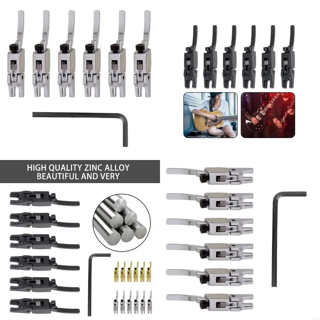 6Pcs/set Double Locking Systyem Locked Saddles for Guitar Tremolo Bridge Saddles Blocks Locked String Saddles Wrench Set