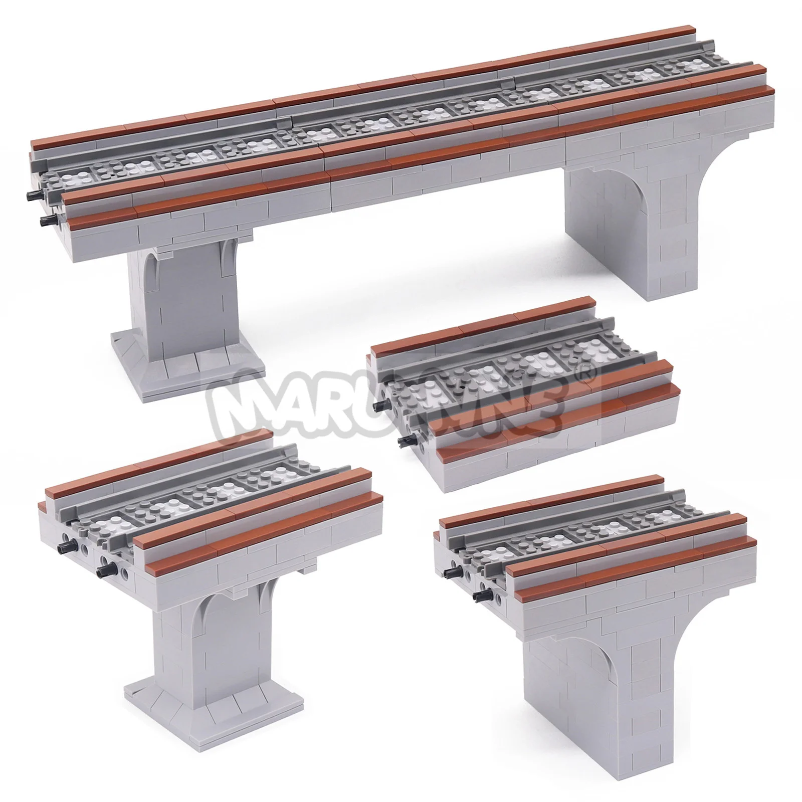 MARUMINE City Street View MOC Viaduct Bridge Bricks Set with Train Track 53401 Building Blocks High-Speed Railway Model Kit