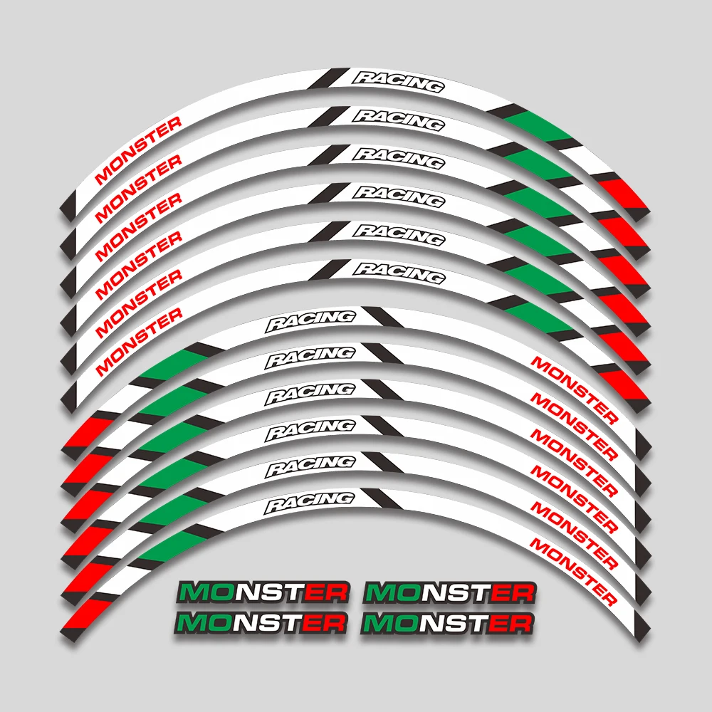 

FOR all DUCATI MONSTER 695 696 795 796 1100 1100S 797 821 High Quality 12 X Thick Edge Outer Rim Sticker Stripe Wheel Decals