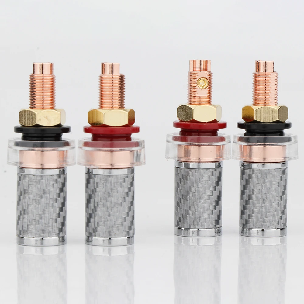 Preffair White Carbon Fiber Binding Posts High Speaker Connectors Binding Post Terminal